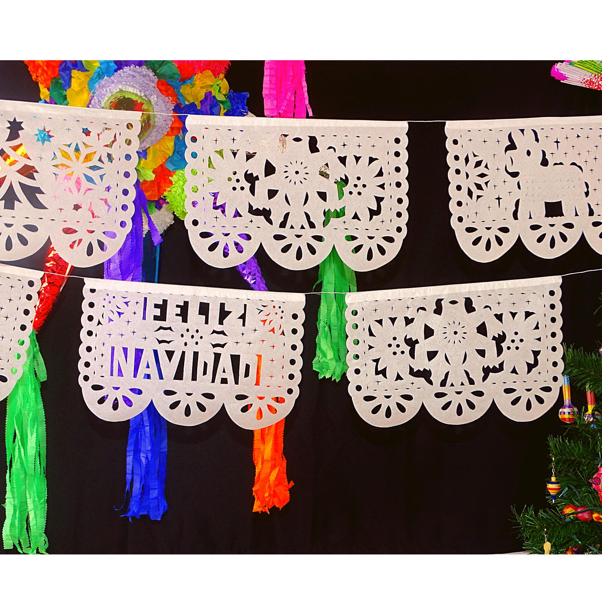 Christmas Papel Picado Banner In White 5 Pack Fiestaconnect Fiestaconnect 0206