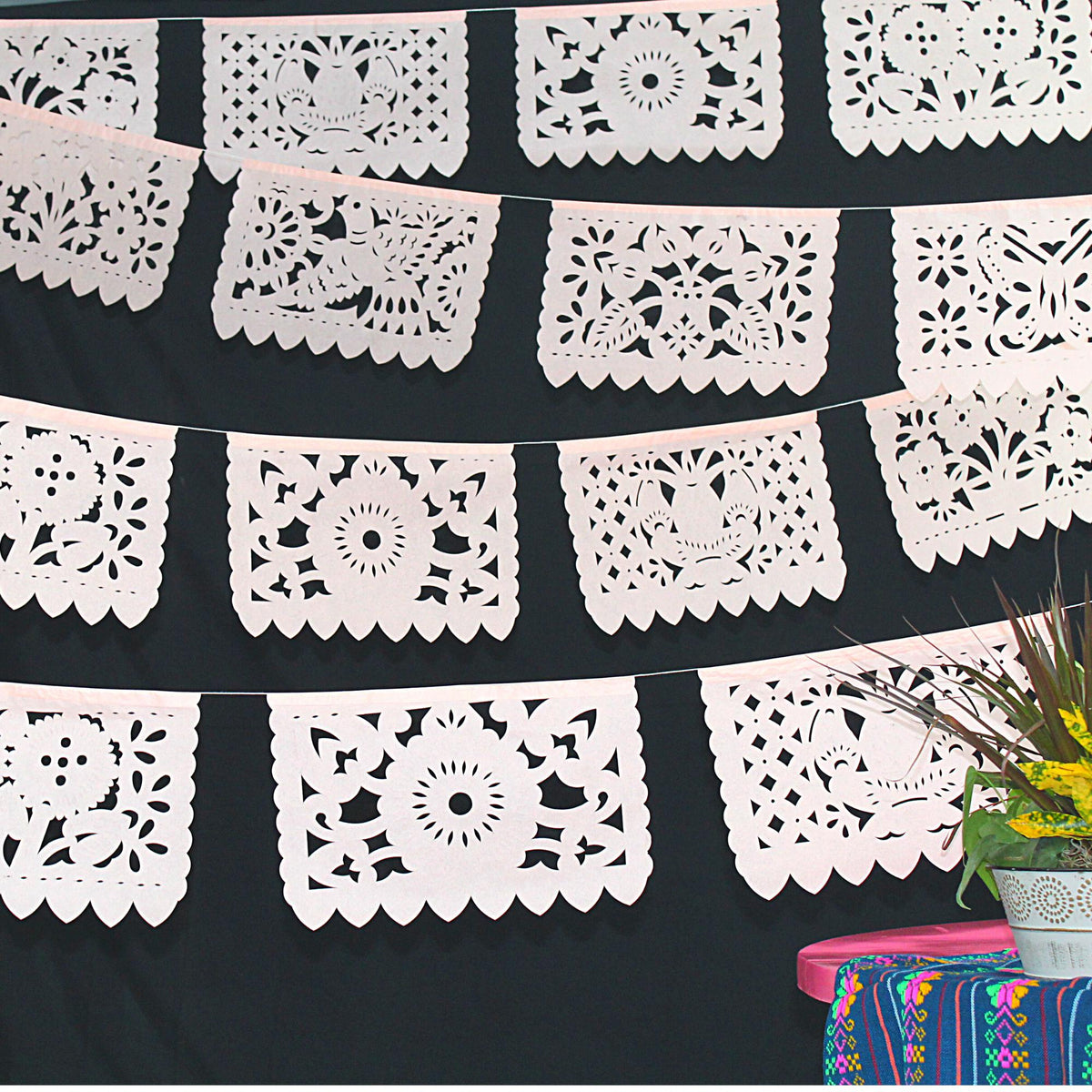 Mexican Papel Picado Banner In Peach 5 Pack Fiestaconnect Fiestaconnect 9282