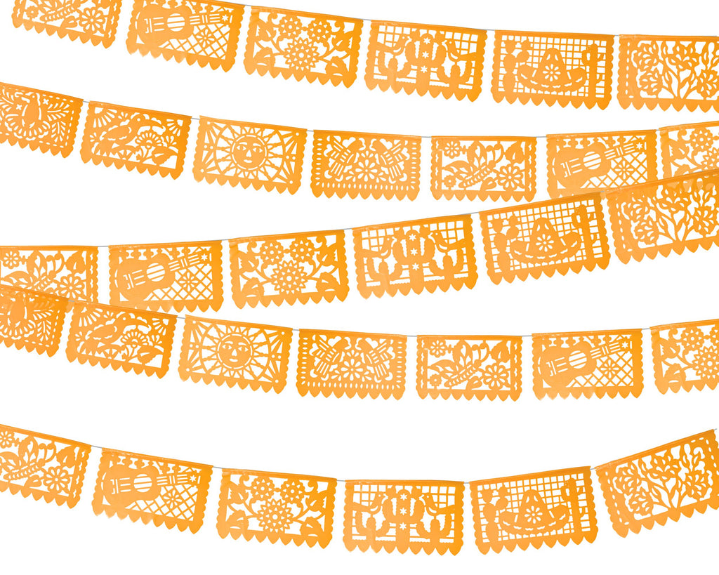 papel picado plastico color naranja