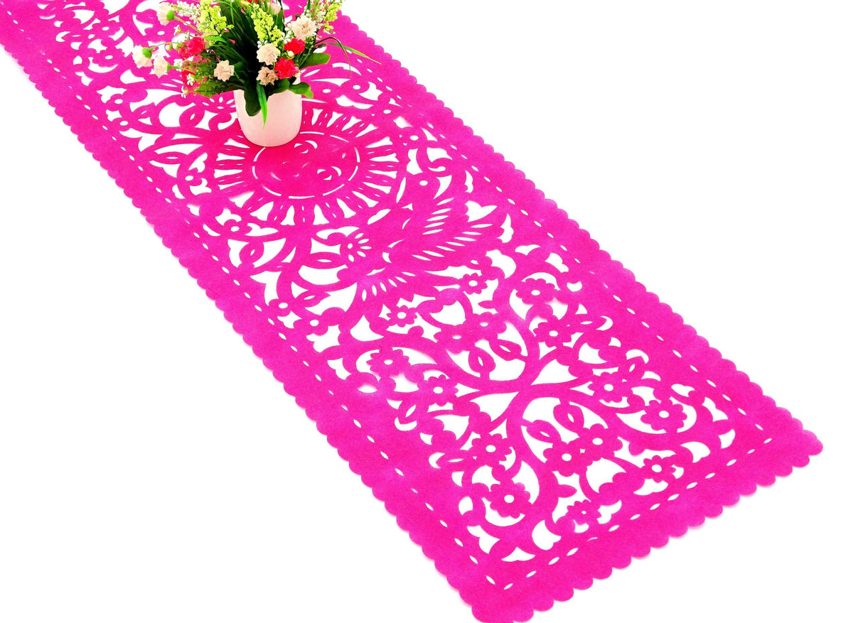 Mexican Papel Picado Table Runner In Pink Fiestaconnect Fiestaconnect 4183